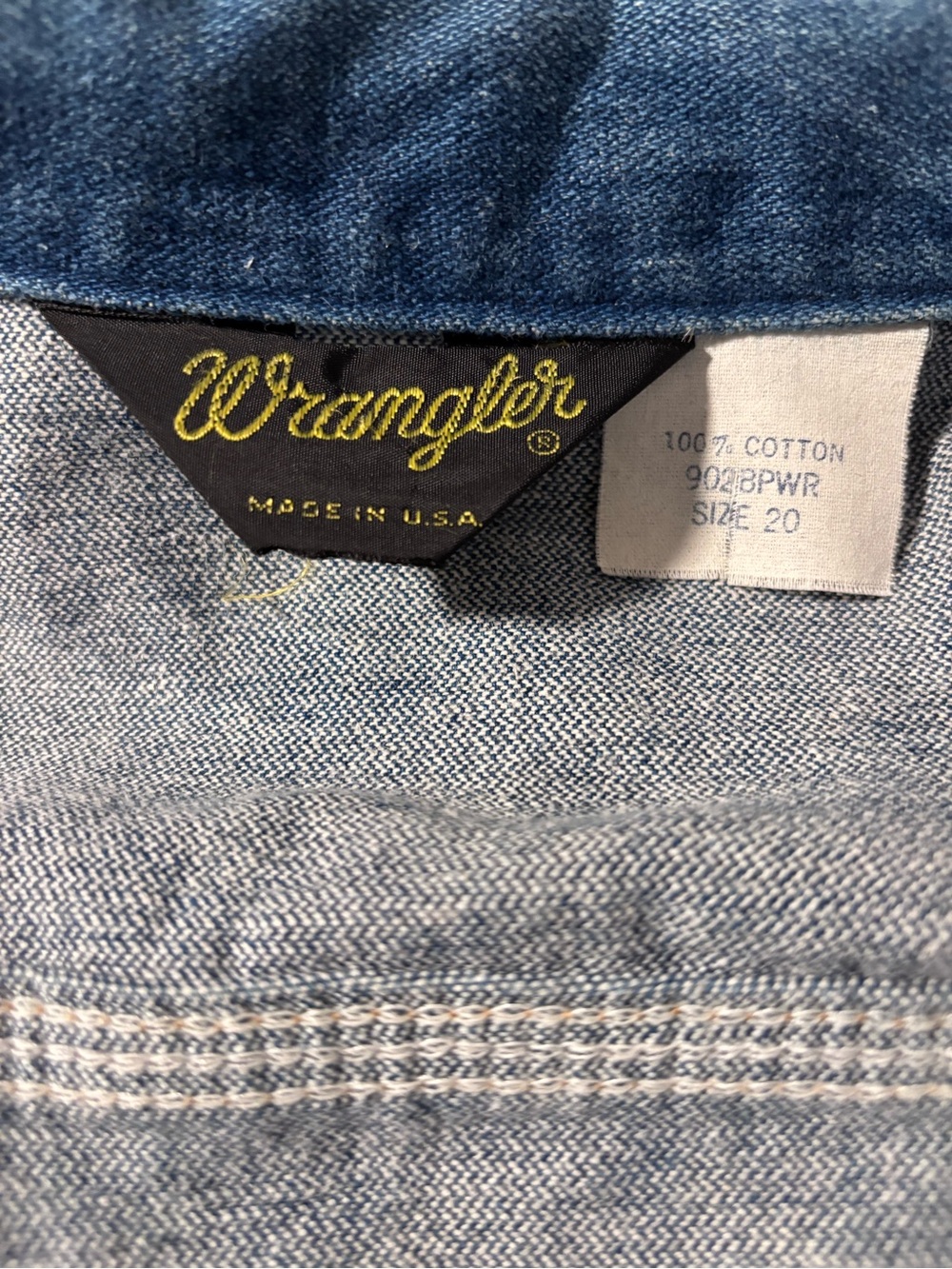 Vintage Wrangler 1970’s Denim Trucker Jacket Size 20 Made in USA - Picture 3 of 3